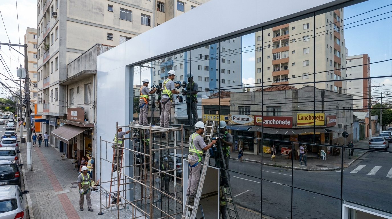 Fachada espelhada em esquina em Jaboatão dos Guararapes-PE